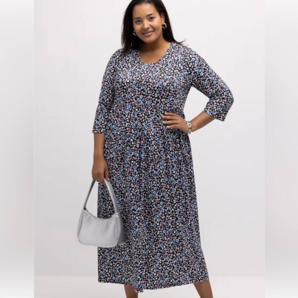 Ulla Popken Matte Jersey Round Neck Pocket A-line Dress 20/22